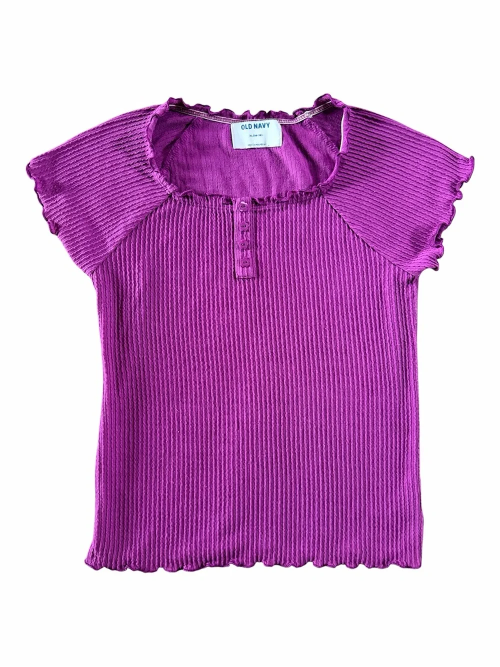 Old Navy Girls' Purple Ruffled Ribbed Top